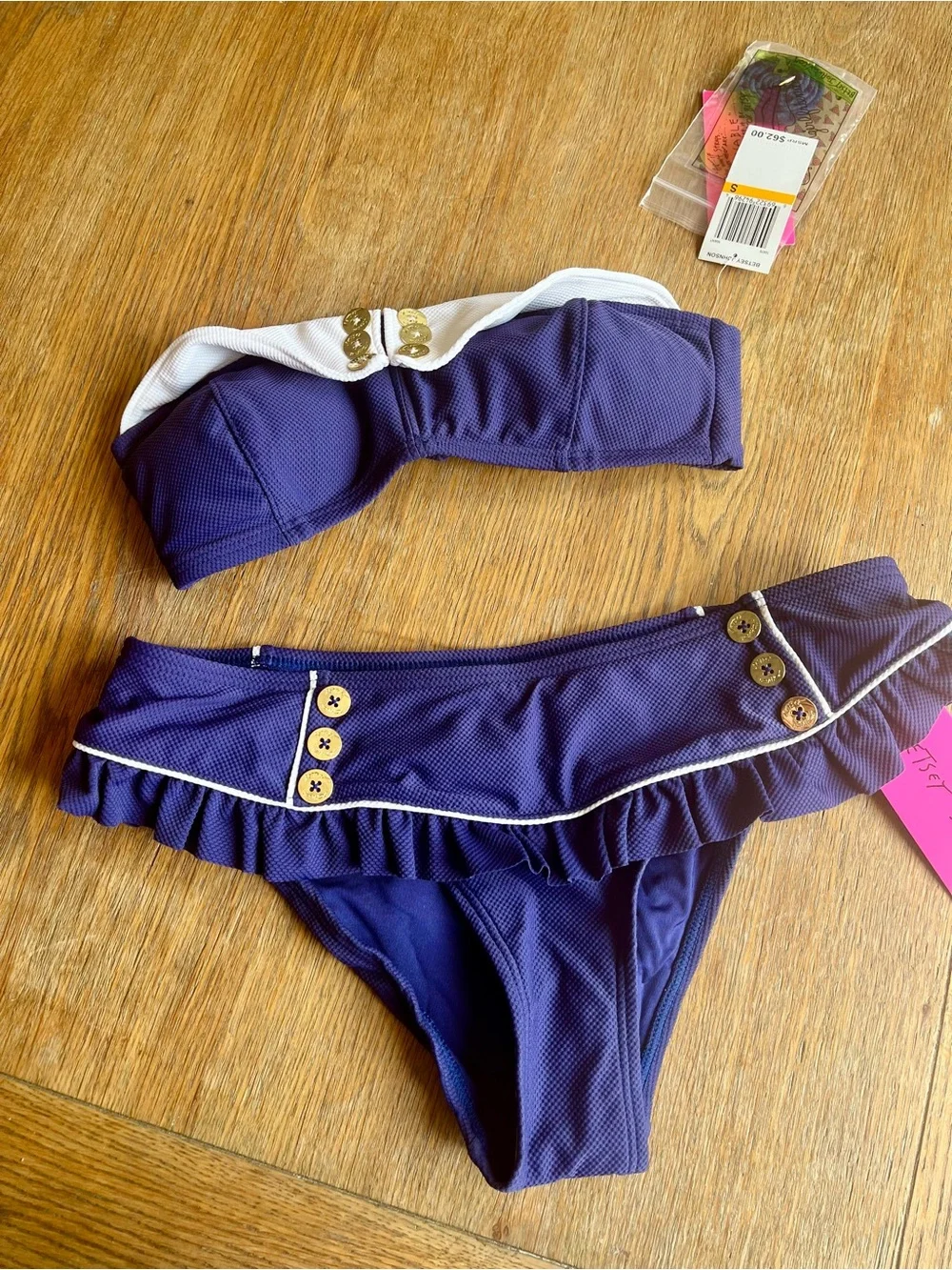 NWT Betsey Johnson navy sailor nautical y2k bikini set